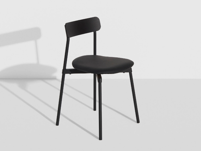 FROMME - Stackable chair with leather seat _ Petite Friture